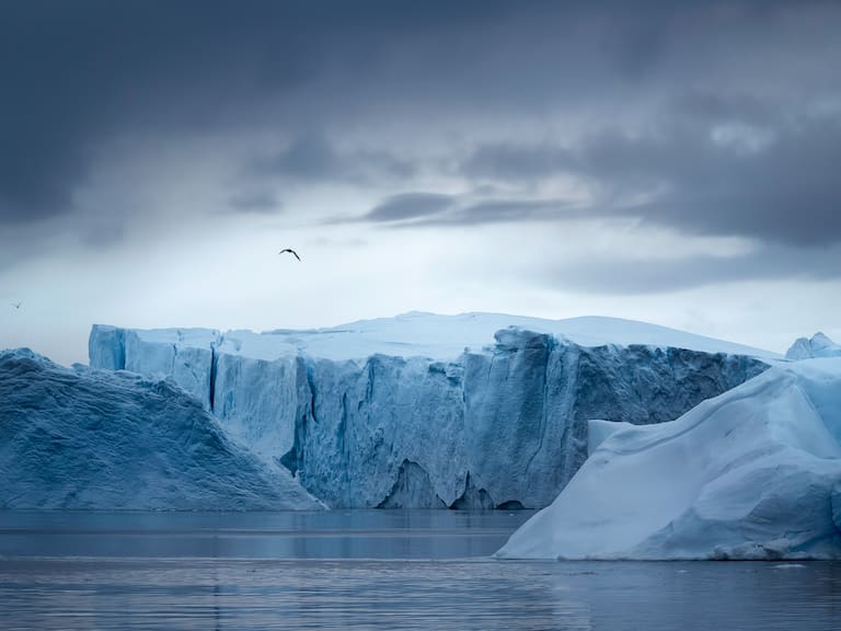 The beautiful Icefjord of Ilulissat, Unesco world Heritage, West Greenland, during a overcast day.