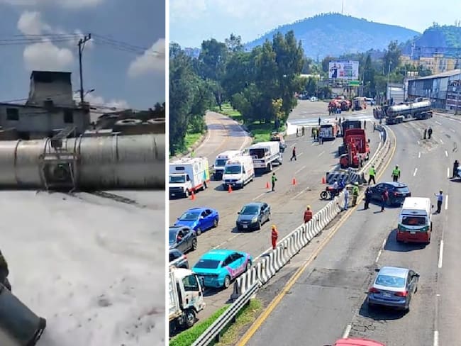 Vuelca pipa de combustible en la México-Pachuca