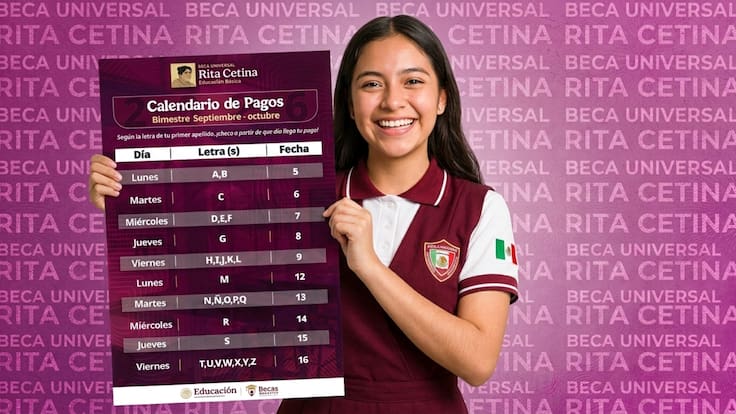 Nuevo calendario Beca Rita Cetina 2026: qué día pagan $1,900 según apellido en octubre