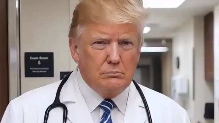 Trump difunde video hecho con IA donde aparece como médico y se burla de sus críticos