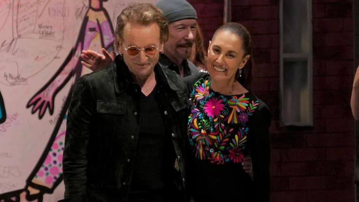 Claudia Sheinbaum recibe a U2 en Ciudad de México previo al Mundial 2026