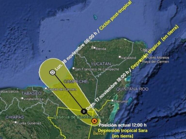 "Sara", como tormenta tropical deja intensas lluvias e inundaciones en Quintana Roo