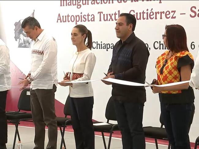 Inaugura Sheinbaum carretera en Tuxtla-San Cristóbal. Chiapa de Corzo, Chiapas