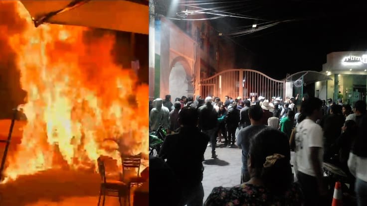 Policías de Morelos atropellan a niño; en protesta pobladores queman árbol navideño y alcaldía