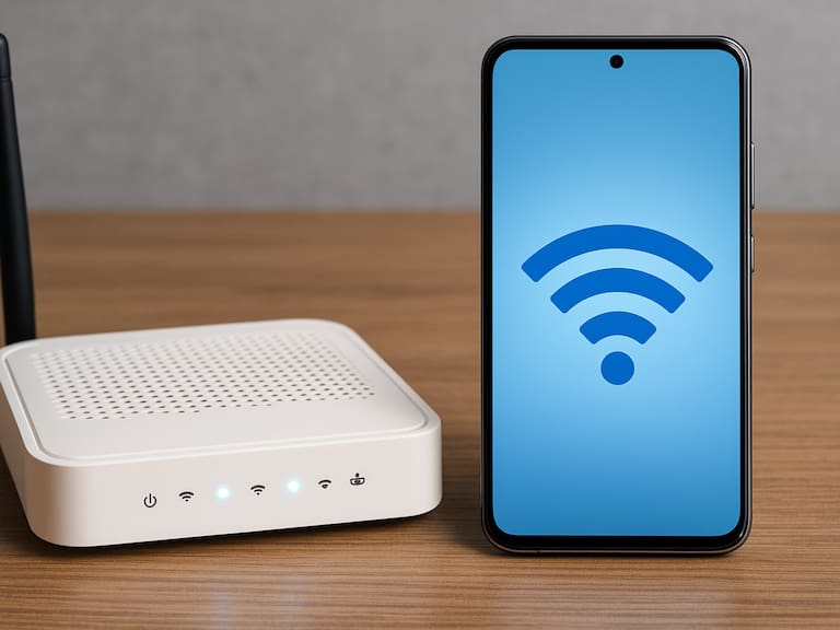 Un dispositivo móvil recibe señal de un modem. Imagen generada con ChatGPT