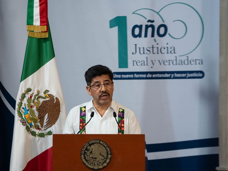 Hugo Aguilar Ortiz, presidente de la Suprema Corte de Justicia de la Nación (SCJN), durante su intervención en el informe de labores de la institución. FOTO: CAMILA AYALA BENABIB/CUARTOSCURO.COM