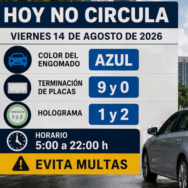 Hoy No Circula cambia este viernes 14 de agosto: engomado, placas y hologramas que descansan