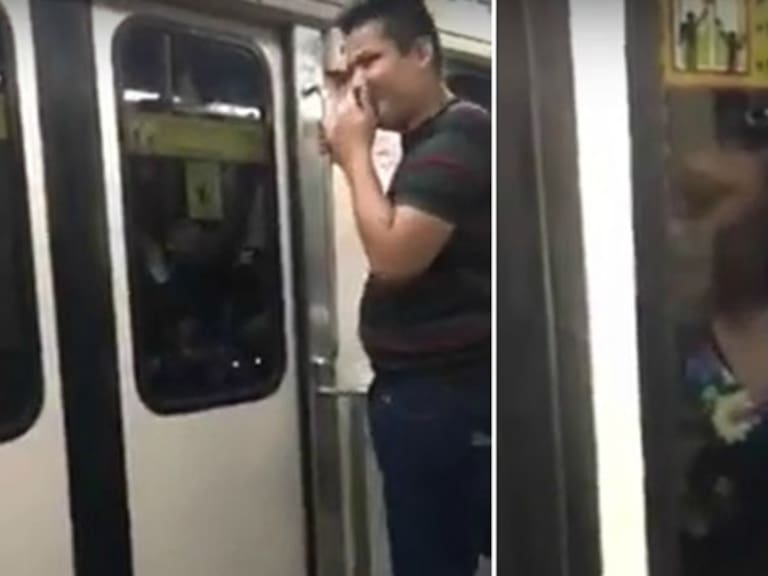 [VIDEO] Mujer viaja colgada fuera de un vagón del metro en Monterrey