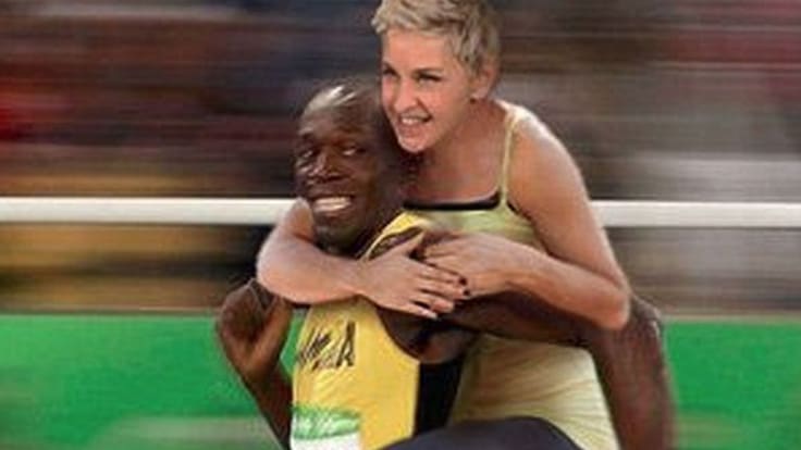 Acusan de racista a Ellen Degeneres por foto con Usain Bolt