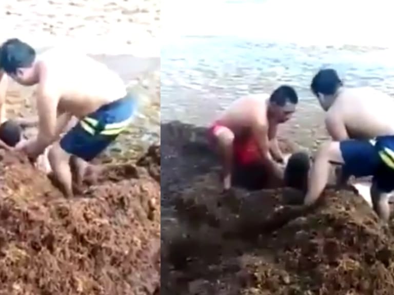 Salvan a mujer que se ahogaba entre sargazo en Playa del Carmen