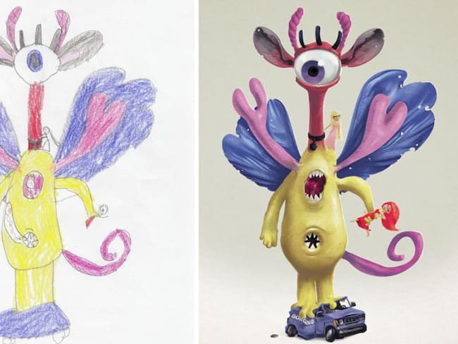Artistas recrean dibujos de niños en su propio estilo