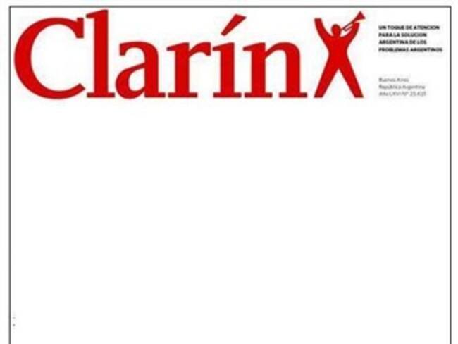 Publica diario argentino Clarín inédita portada en blanco