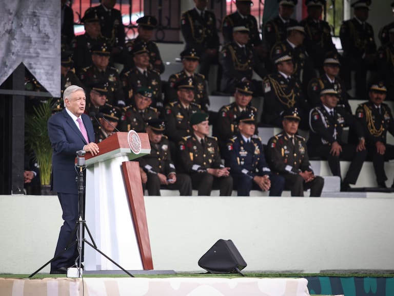 Andrés Manuel López Obrador, presidente de México, encabezó la ceremonia por el 5to aniversario de la Guardia Nacional que se llevó en el Campo Militar Marte.FOTO: ANDREA MURCIA /CUARTOSCURO.COM