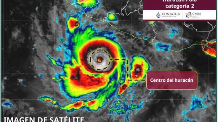 Huracán Polo se intensifica a categoría 2 frente a las costas del Pacífico