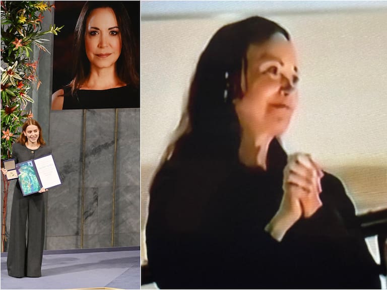 A través de su hija, la líder de la oposición en Venezuela dedicó el galardón a “los héroes anónimos de la resistencia”