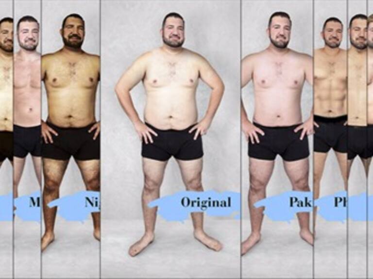 Hombre photoshopea su cuerpo para adaptarlo al concepto de belleza de 18 países