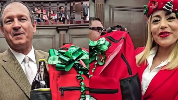 Diputado del PRI regala a sus compañeros mochilas con caguamas y churritos para Navidad