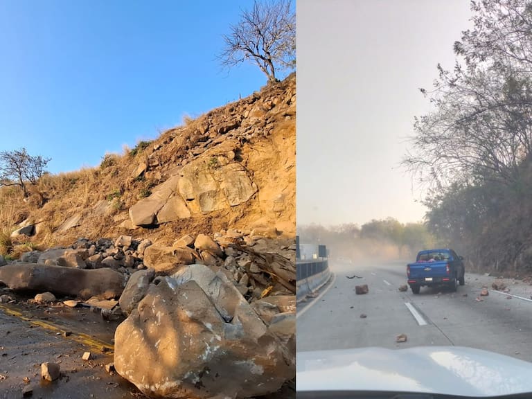 Varios derrumbes afectan la autopista México - Acapulco por el sismo de magnitud 6.5 que se registró en Guerrero este viernes 2 de enero de 2026.