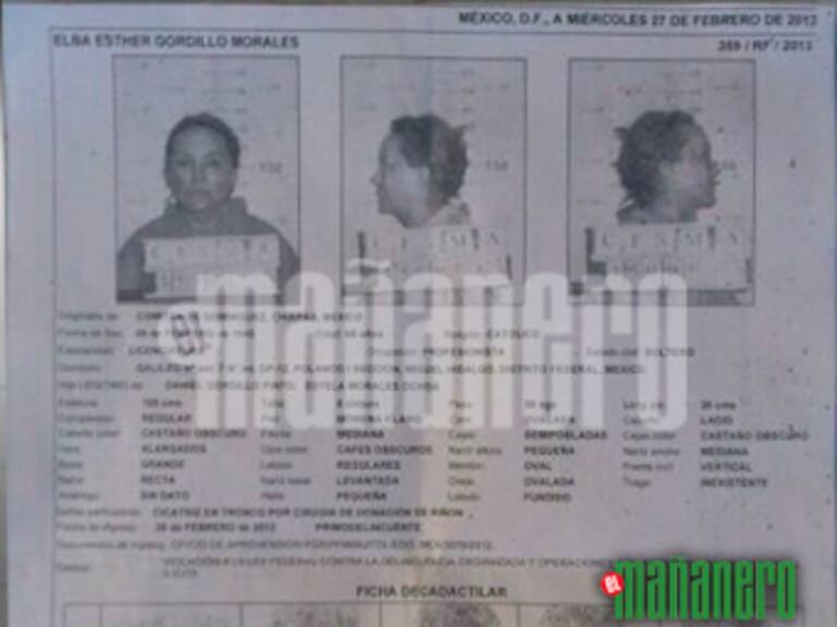 Presenta 'El Mañanero' ficha signalética de Elba Esther Gordillo