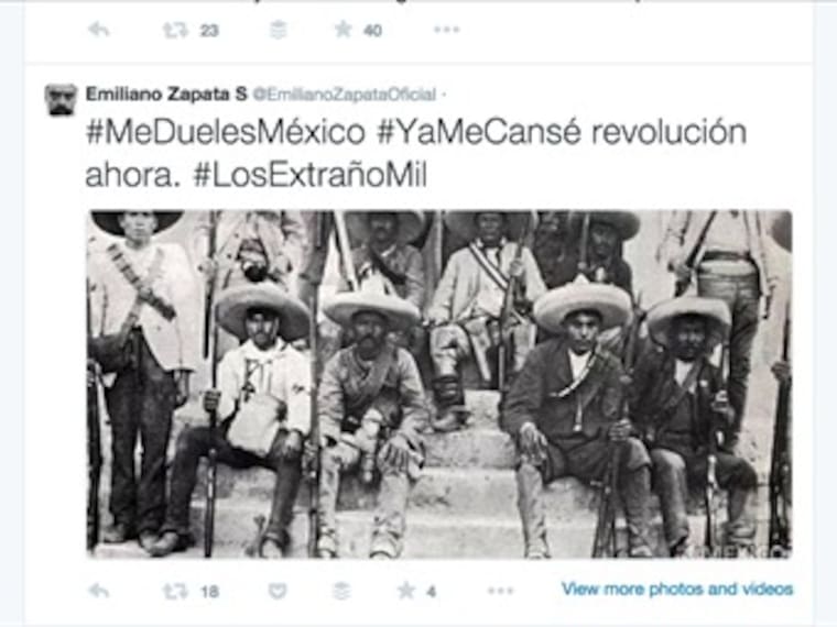 &#039;Zapata resucita y se une a la revolución tuiteando #RenunciaEPN&#039; [@eldeforma]