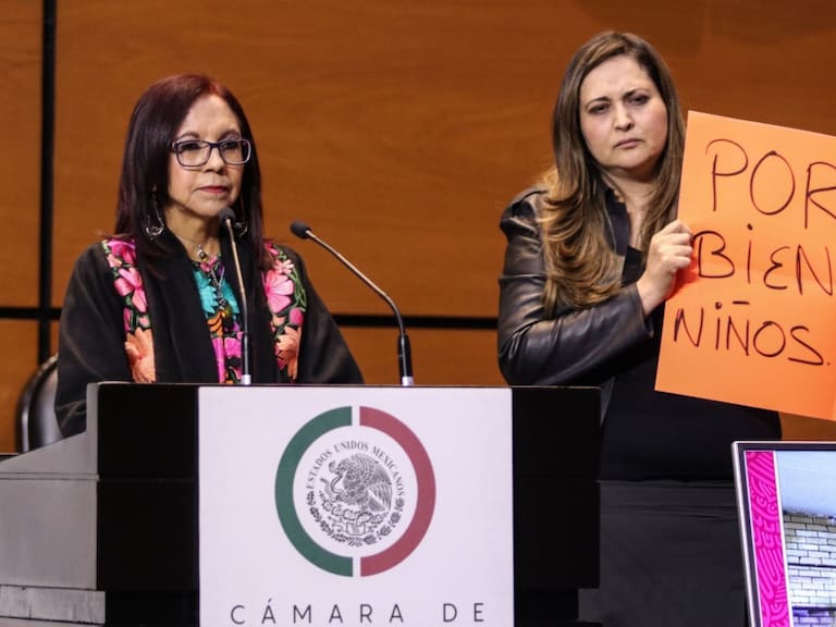 La diputada Cynthia López Castro subió a tribuna con una pancarta de protesta