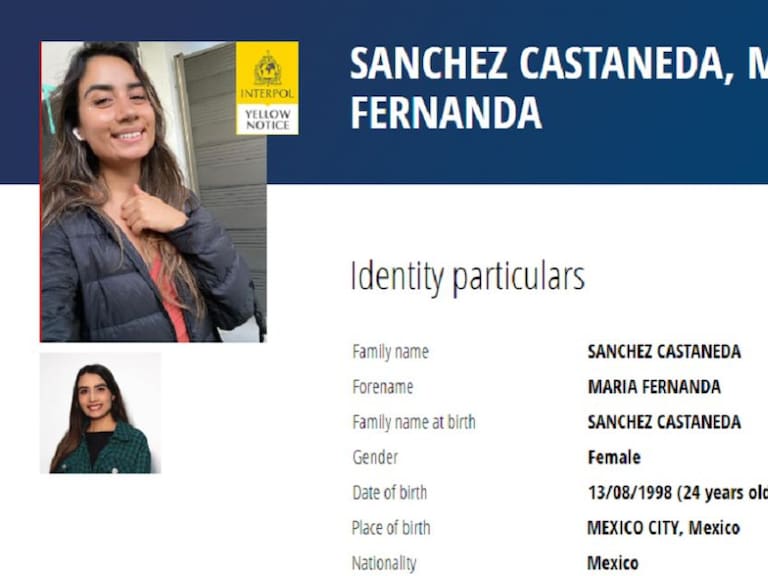 Emite Interpol ficha amarilla por desaparición de María Fernanda
