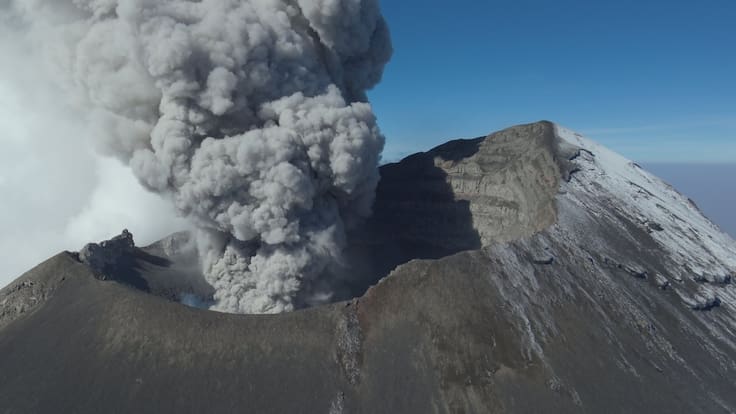 Dron de la Marina revela cómo se ve el cráter del Popocatépetl en Fase 3