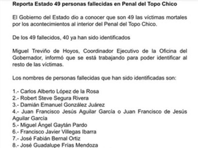 Hasta el momento se reportan 49 fallecidos