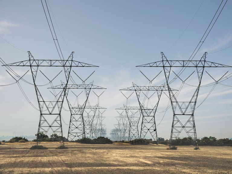High tension power lines in the Central Valley