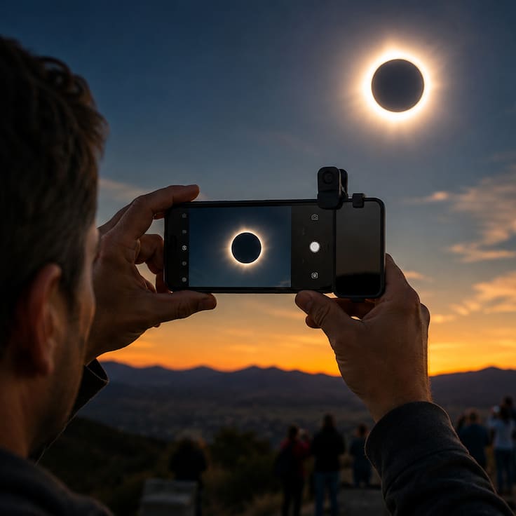 Eclipse solar del 12 de agosto: ¿Se puede ver con el celular y cómo grabarlo sin dañarlo?