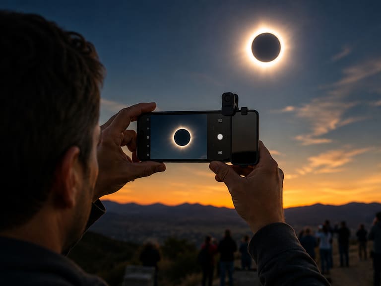 Eclipse solar del 12 de agosto: Así puedes grabarlo con tu celular de forma segura. IA