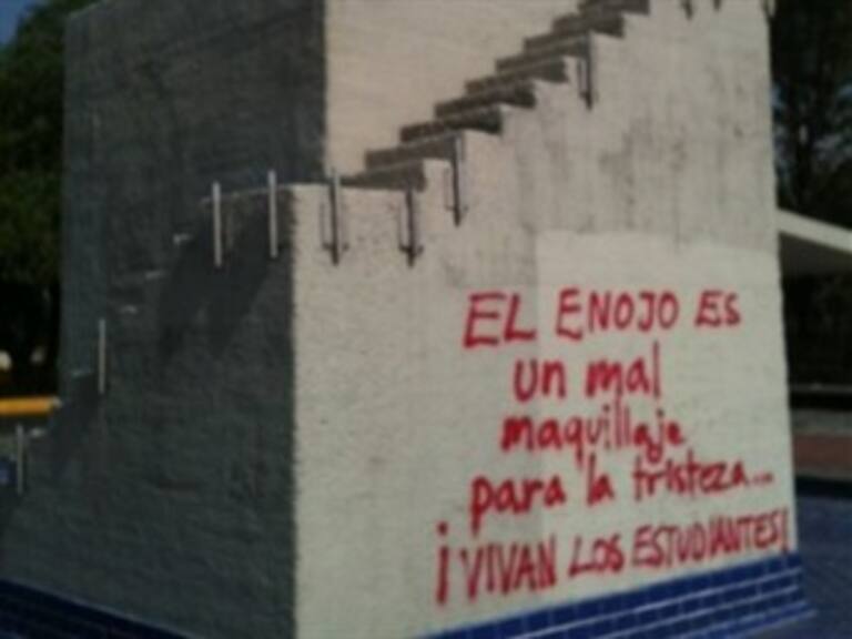 Aparece graffiti en Asta Bandera de rectoría de la UNAM