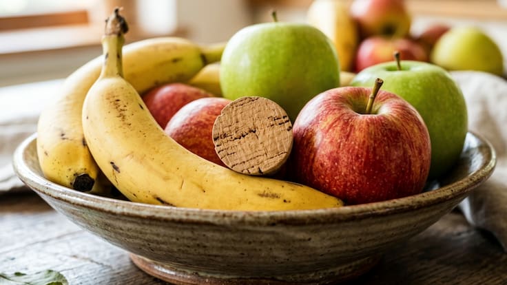 El secreto de colocar un corcho de vino cortado a la mitad en el frutero de la casa