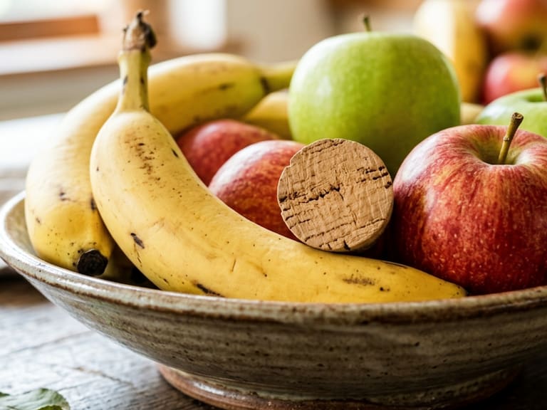 ¿Cansado de las molestas mosquitas en la cocina? Conoce si un simple corcho de vino cortado a la mitad mantiene tu fruta fresca y libre de insectos.