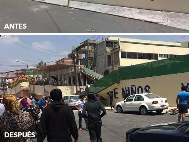 Momento en el que el Colegio Enrique Rébsamen se derrumba