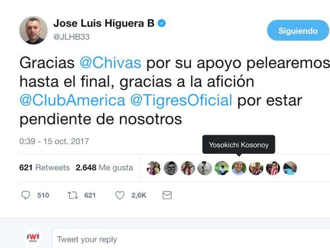 Higuera manda mensaje a la afición de América y Tigres