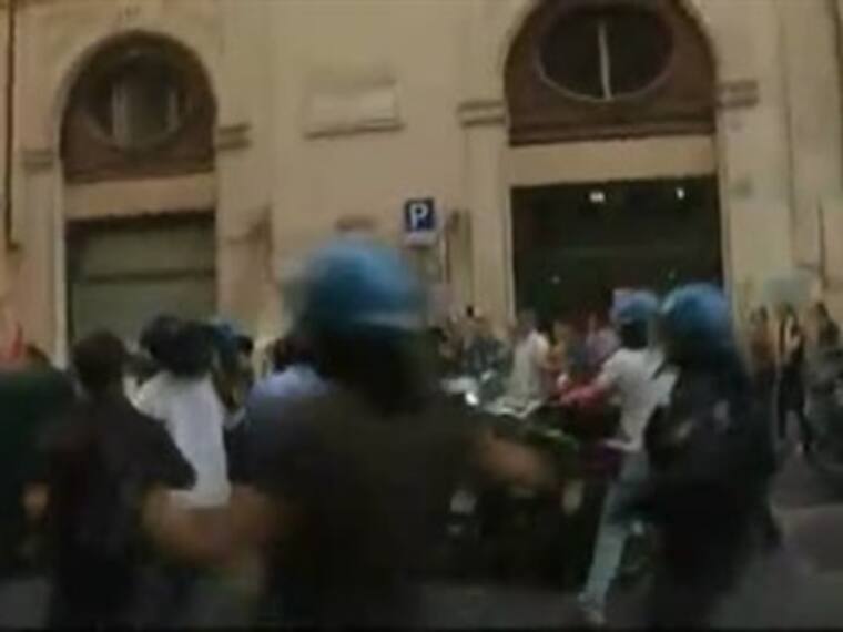 Enfrentamientos en Roma.Valentina Alazraki,reportera