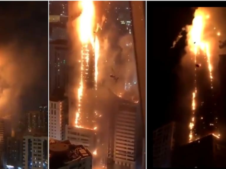 Así fue el fuerte incendio en la Torre Abbco de Emiratos Árabes Unidos