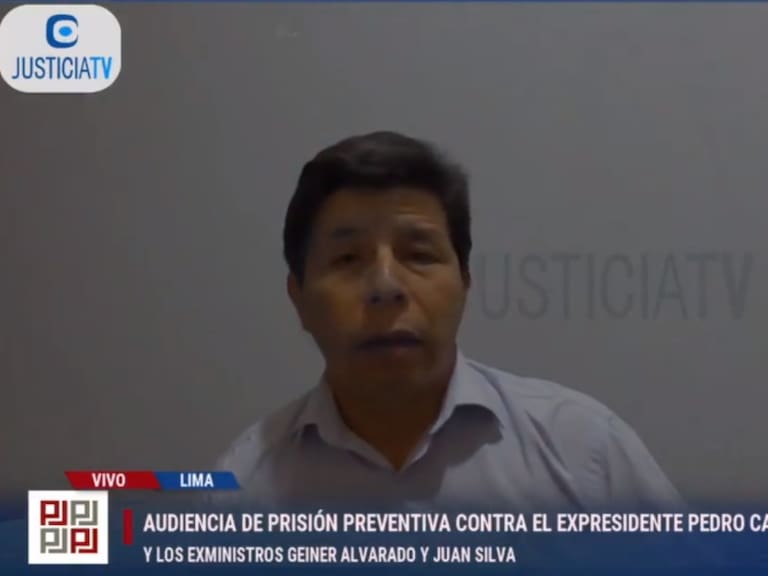 Pedro Castillo estuvo presente en la audiencia desde el Penal de Bardadillo