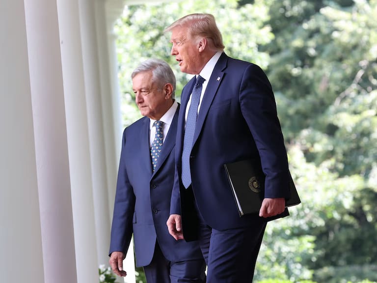 Los presidentes de México y Estados Unidos, Andrés Manuel López Obrador y Donald Trump, durante la visita de AMLO a Washington en julio de 2020.