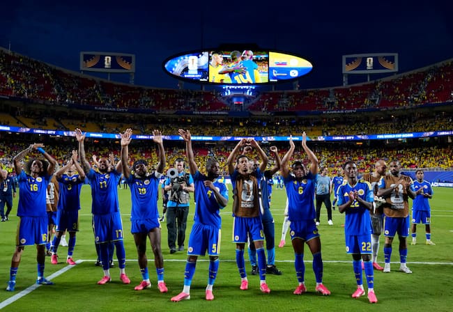 La Selección de Curazao después de conseguir su primer punto