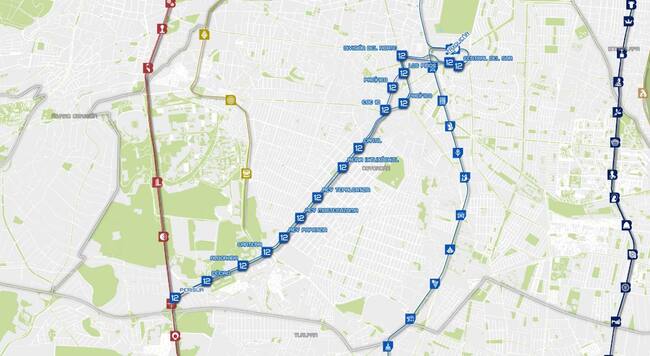 Mapa de la Ruta de Línea 12 Trolebús
