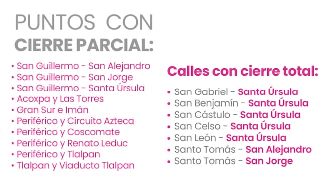 Lista con calles cerradas y zonas con cierres parciales en CDMX por el Mundial 2026