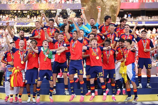 Festejo de España tras ganar el Mundial
