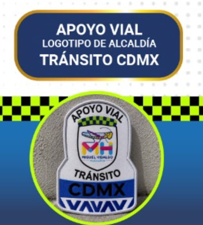 Brazalete de apoyo vial tránsito CDMX con insignia de alcaldía