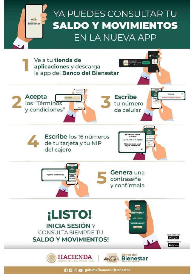 Pasos para activar la App del Banco del Bienestar y consultar saldo desde el teléfono celular.
