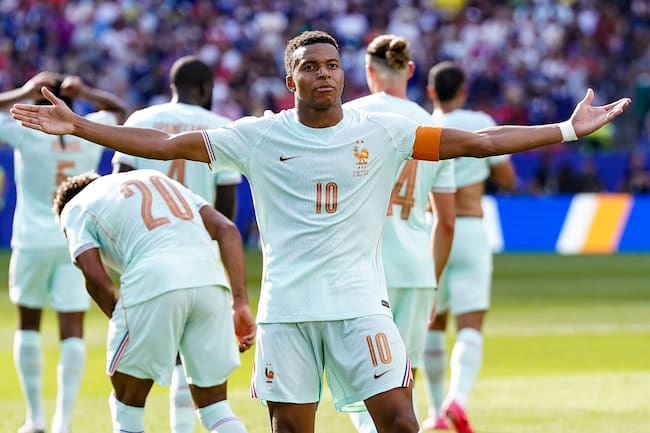 Celebración de Mbappé contra Marruecos