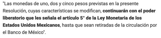 Monedas de 5, 2 y 1 peso salen de circulación