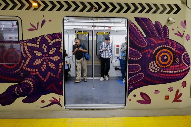 Tren Ligero pintado con un ajolote